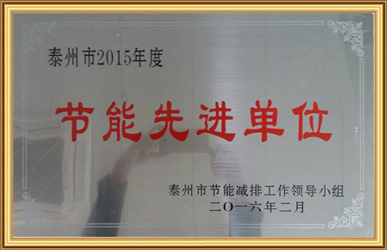 泰州市2015年度節(jié)能先進(jìn)單位